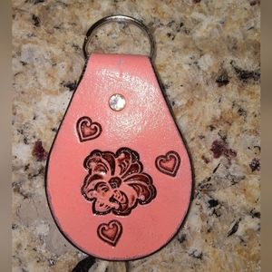 Leather Handcrafted Lily keychain 1